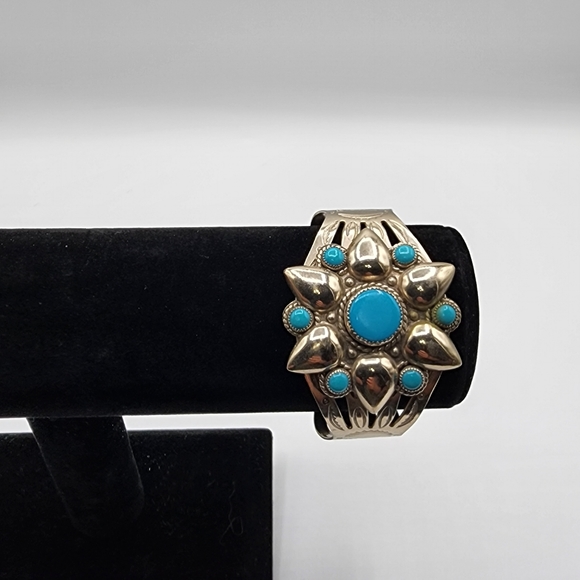 Bell Trading Post Jewelry - Bell Trading Post silver & turquoise flower cuff